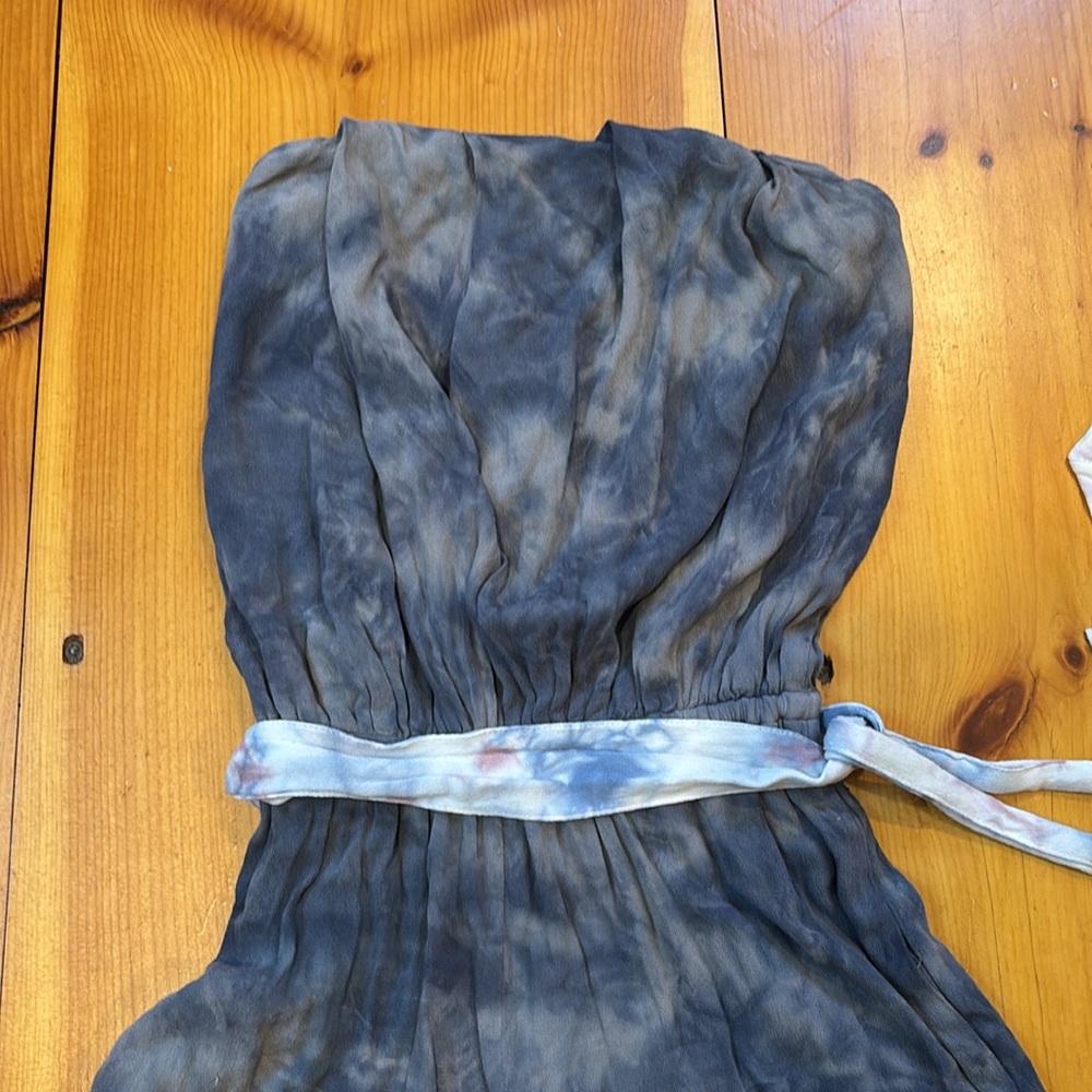 FREE PEOPLE XS Blue Just Float Strapless Jumpsuit with Tie-Dye